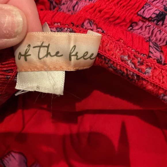 Free People Red Floral Mini Dress Small Boho Convertible Strap Fit & Flare - Picture 8 of 8